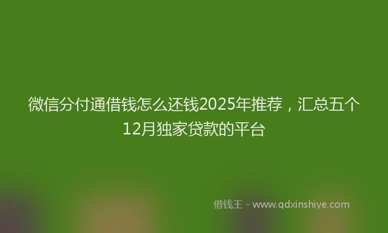 微信分付通借钱怎么还钱2025年推荐，汇总五个12月独家贷款的平台