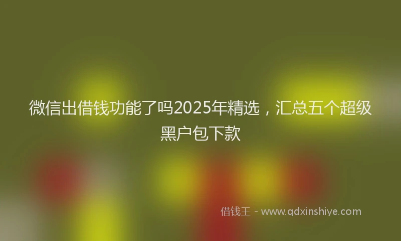 微信出借钱功能了吗2025年精选，汇总五个超级黑户包下款