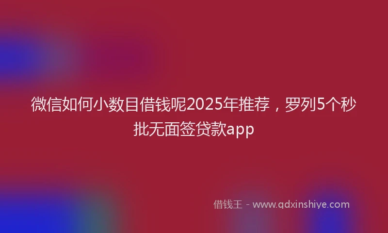 微信如何小数目借钱呢2025年推荐，罗列5个秒批无面签贷款app