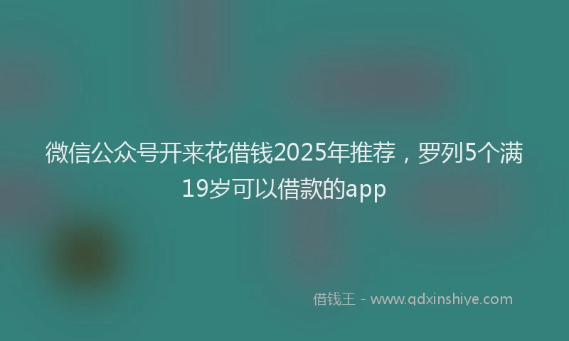 微信公众号开来花借钱2025年推荐，罗列5个满19岁可以借款的app