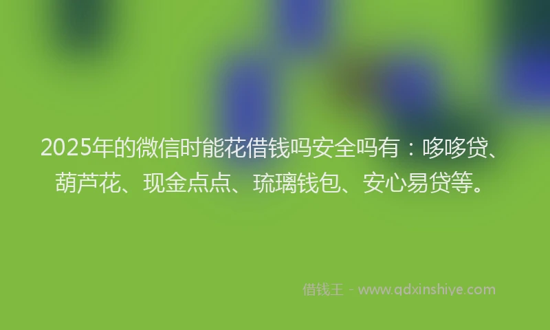 2025年的微信时能花借钱吗安全吗有：哆哆贷、葫芦花、现金点点、琉璃钱包、安心易贷等。