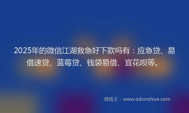 2025年的微信江湖救急好下款吗有：应急贷、易借速贷、蓝莓贷、钱袋易借、宜花呗等。