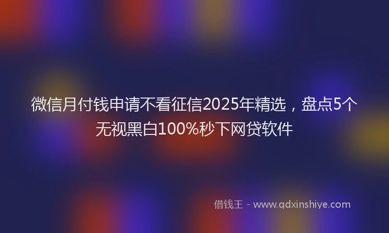 微信月付钱申请不看征信2025年精选，盘点5个无视黑白100%秒下网贷软件