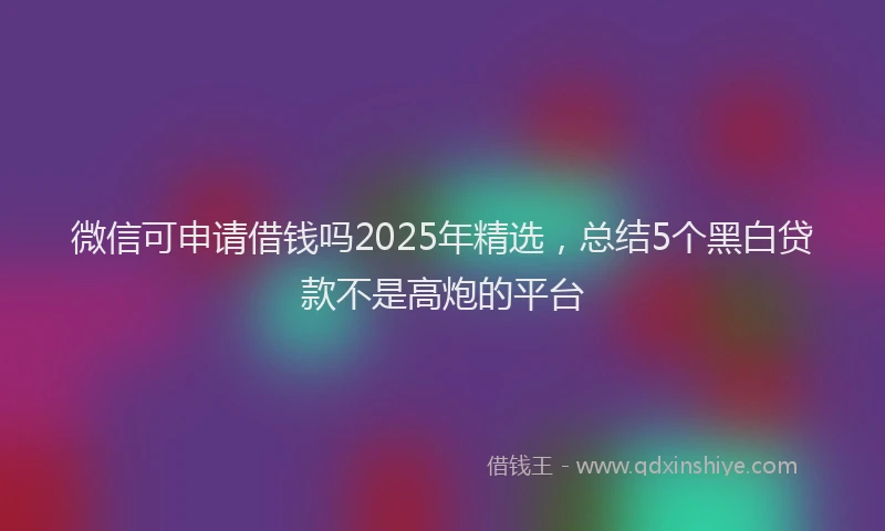 微信可申请借钱吗2025年精选，总结5个黑白贷款不是高炮的平台