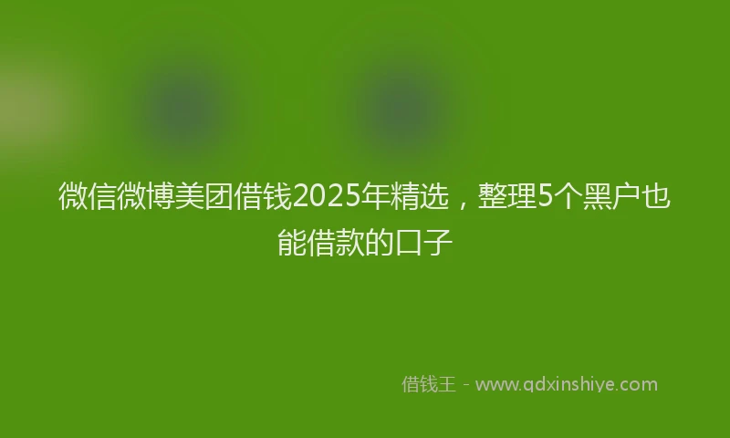 微信微博美团借钱2025年精选，整理5个黑户也能借款的口子