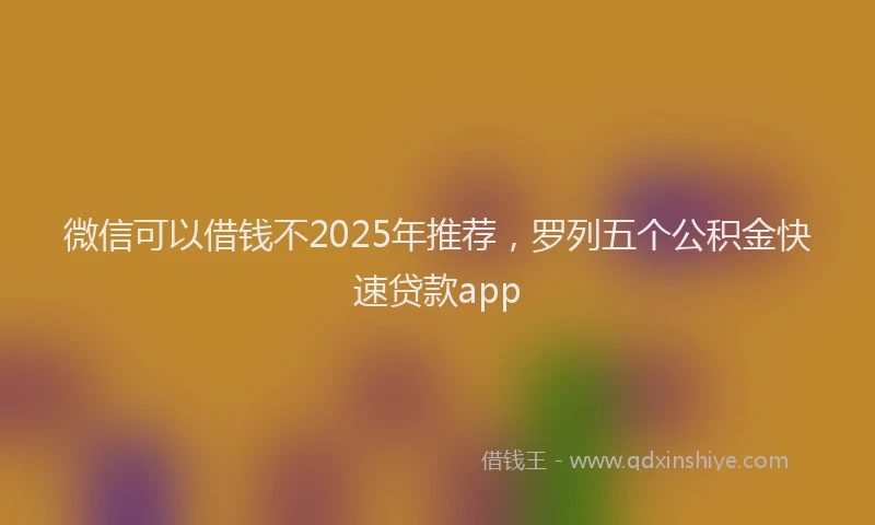 微信可以借钱不2025年推荐，罗列五个公积金快速贷款app