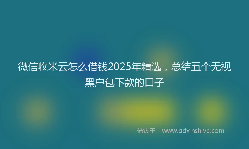 微信收米云怎么借钱2025年精选，总结五个无视黑户包下款的口子