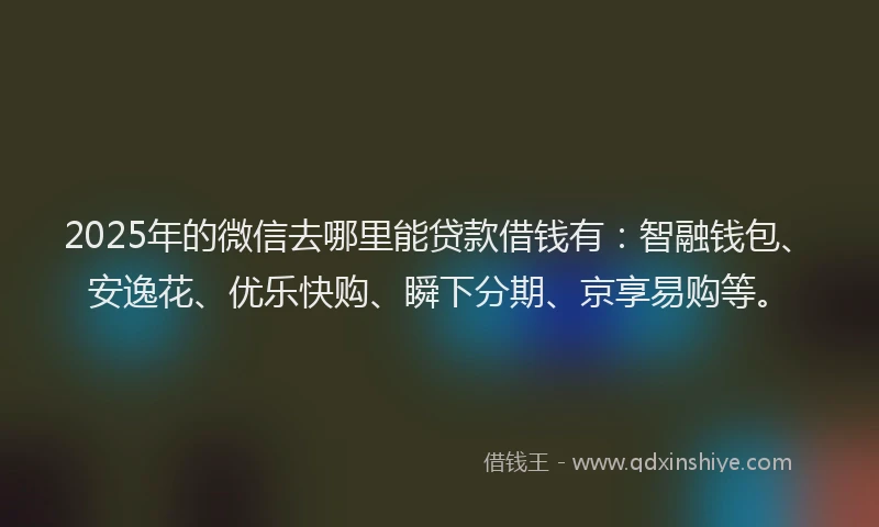 2025年的微信去哪里能贷款借钱有：智融钱包、安逸花、优乐快购、瞬下分期、京享易购等。