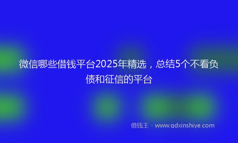 微信哪些借钱平台2025年精选，总结5个不看负债和征信的平台