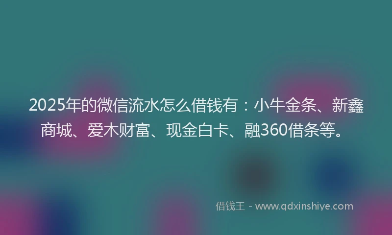 2025年的微信流水怎么借钱有：小牛金条、新鑫商城、爱木财富、现金白卡、融360借条等。