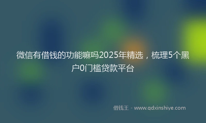 微信有借钱的功能嘛吗2025年精选，梳理5个黑户0门槛贷款平台