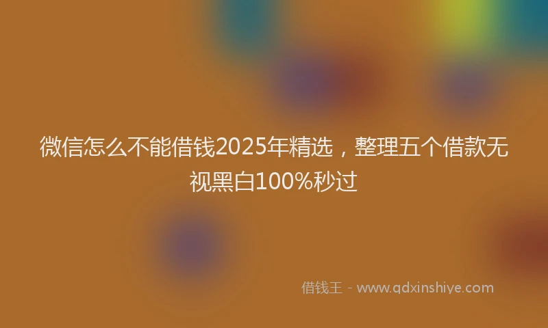 微信怎么不能借钱2025年精选，整理五个借款无视黑白100%秒过