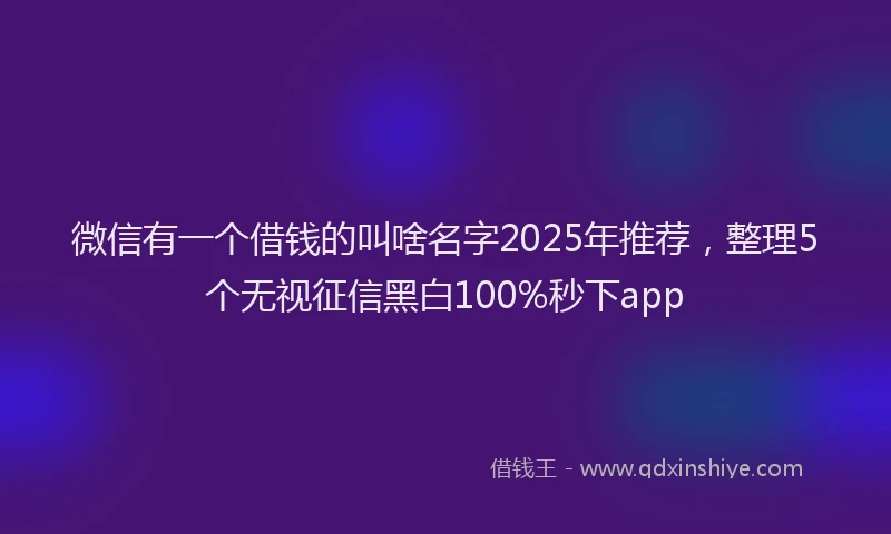 微信有一个借钱的叫啥名字2025年推荐，整理5个无视征信黑白100%秒下app