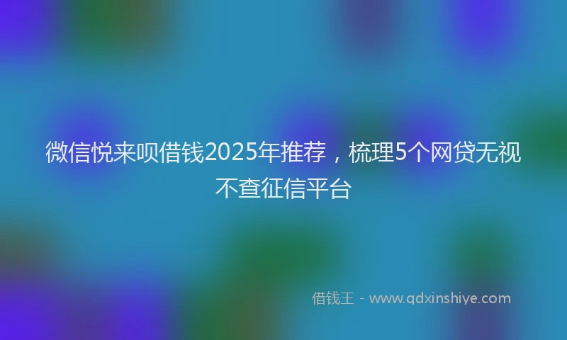 微信悦来呗借钱2025年推荐，梳理5个网贷无视不查征信平台