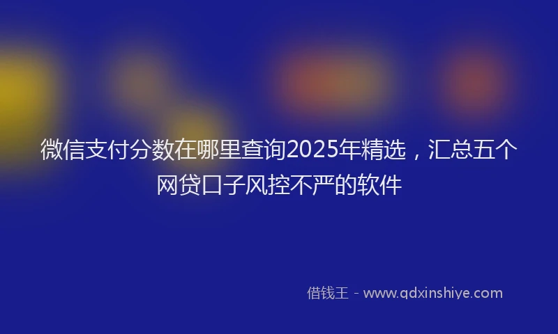 微信支付分数在哪里查询2025年精选，汇总五个网贷口子风控不严的软件