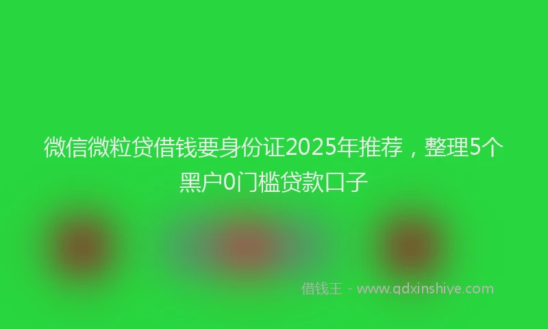 微信微粒贷借钱要身份证2025年推荐，整理5个黑户0门槛贷款口子