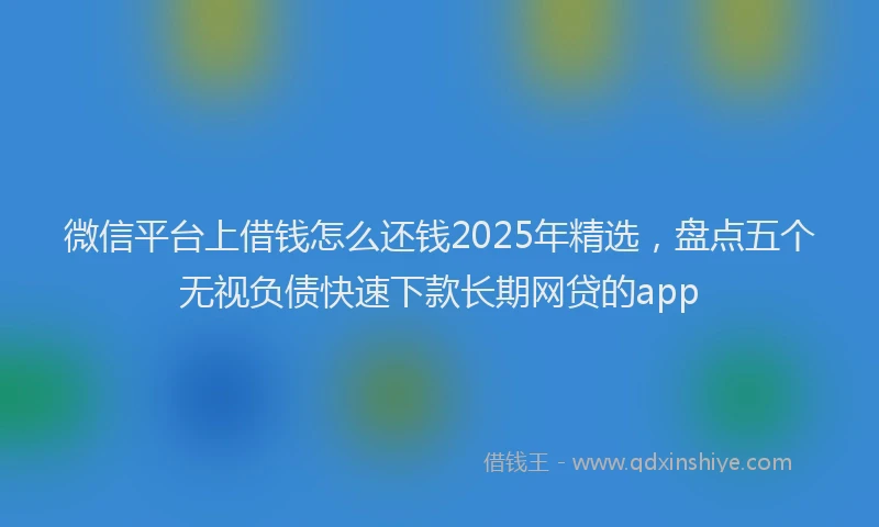 微信平台上借钱怎么还钱2025年精选，盘点五个无视负债快速下款长期网贷的app