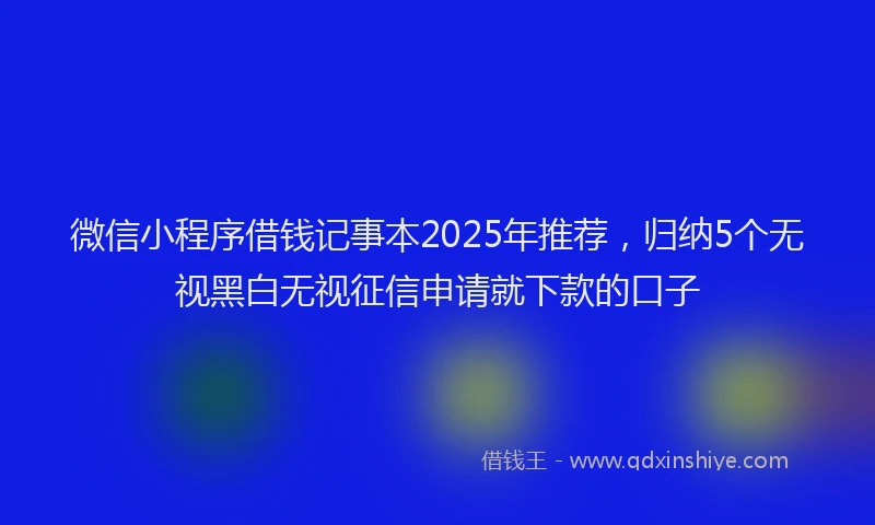微信小程序借钱记事本2025年推荐，归纳5个无视黑白无视征信申请就下款的口子