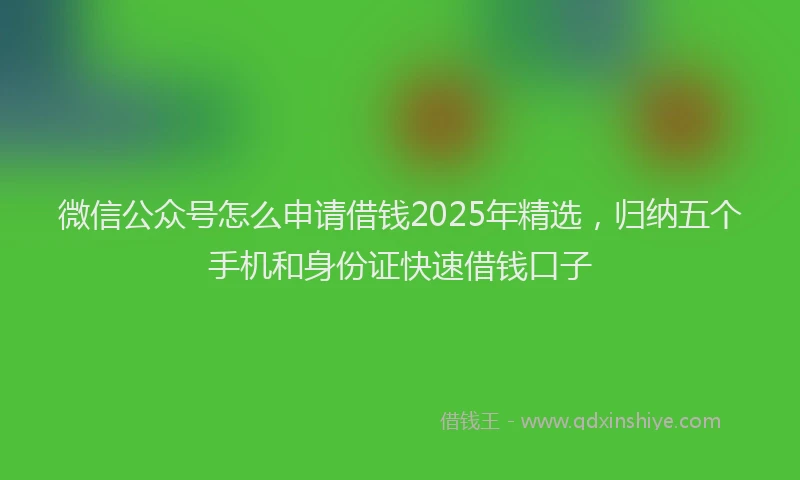 微信公众号怎么申请借钱2025年精选，归纳五个手机和身份证快速借钱口子