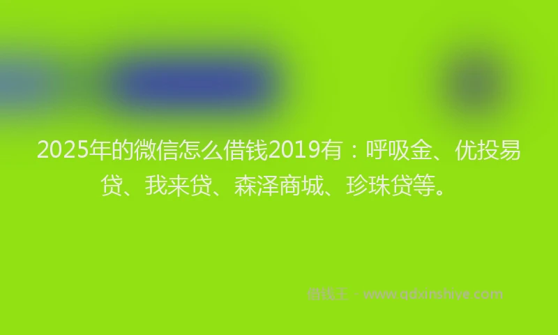 2025年的微信怎么借钱2019有：呼吸金、优投易贷、我来贷、森泽商城、珍珠贷等。