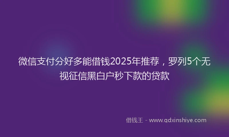 微信支付分好多能借钱2025年推荐，罗列5个无视征信黑白户秒下款的贷款
