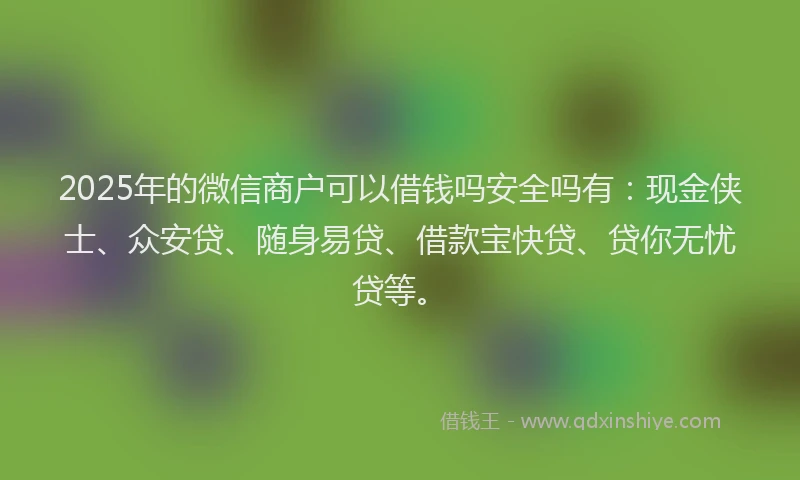 2025年的微信商户可以借钱吗安全吗有：现金侠士、众安贷、随身易贷、借款宝快贷、贷你无忧贷等。