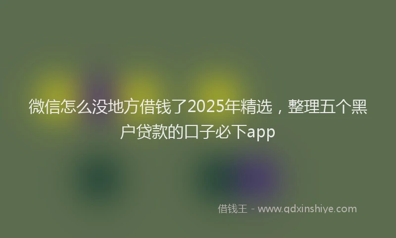微信怎么没地方借钱了2025年精选，整理五个黑户贷款的口子必下app