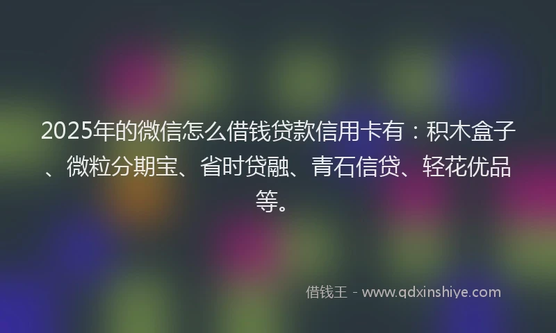 2025年的微信怎么借钱贷款信用卡有：积木盒子、微粒分期宝、省时贷融、青石信贷、轻花优品等。