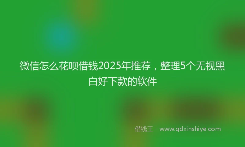 微信怎么花呗借钱2025年推荐，整理5个无视黑白好下款的软件