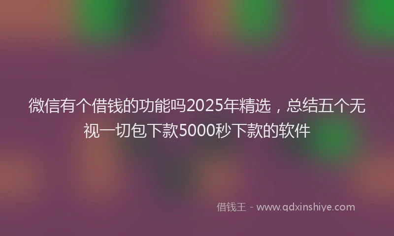 微信有个借钱的功能吗2025年精选，总结五个无视一切包下款5000秒下款的软件