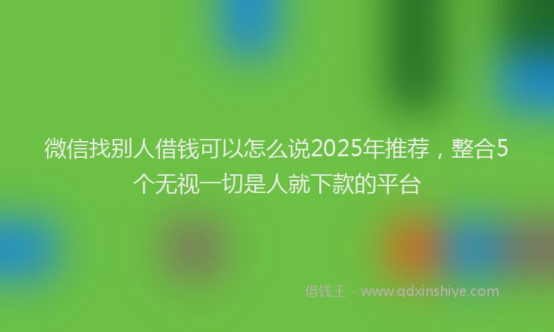 微信找别人借钱可以怎么说2025年推荐，整合5个无视一切是人就下款的平台