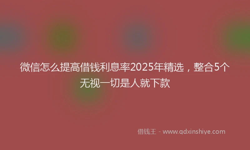 微信怎么提高借钱利息率2025年精选，整合5个无视一切是人就下款