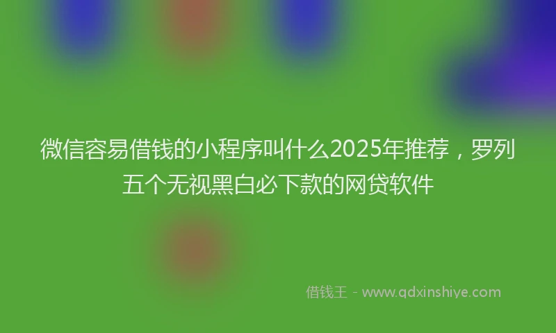 微信容易借钱的小程序叫什么2025年推荐，罗列五个无视黑白必下款的网贷软件