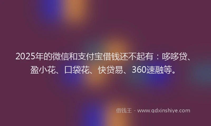 2025年的微信和支付宝借钱还不起有：哆哆贷、盈小花、口袋花、快贷易、360速融等。