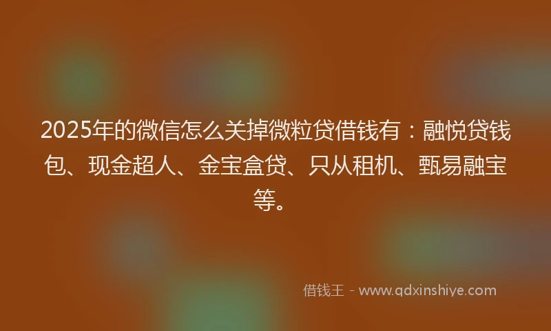 2025年的微信怎么关掉微粒贷借钱有：融悦贷钱包、现金超人、金宝盒贷、只从租机、甄易融宝等。