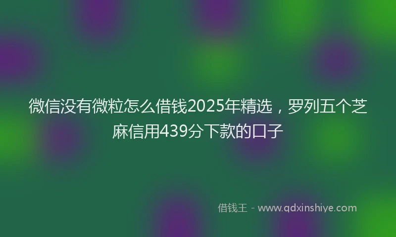微信没有微粒怎么借钱2025年精选，罗列五个芝麻信用439分下款的口子