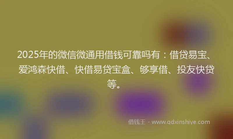 2025年的微信微通用借钱可靠吗有：借贷易宝、爱鸿森快借、快借易贷宝盒、够享借、投友快贷等。