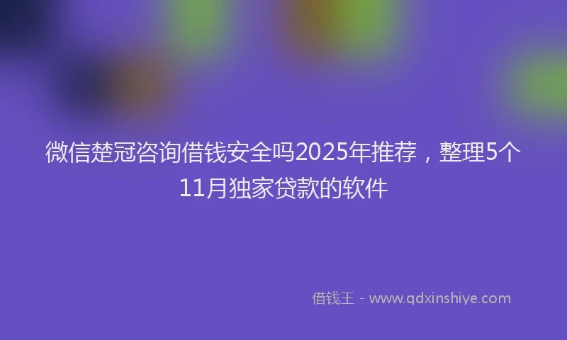 微信楚冠咨询借钱安全吗2025年推荐，整理5个11月独家贷款的软件