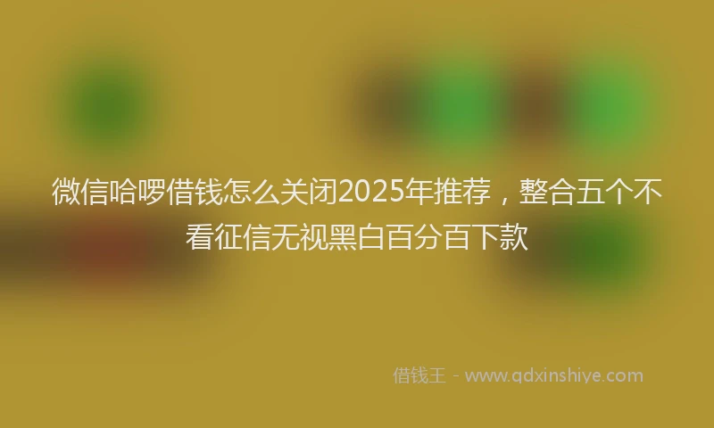 微信哈啰借钱怎么关闭2025年推荐，整合五个不看征信无视黑白百分百下款