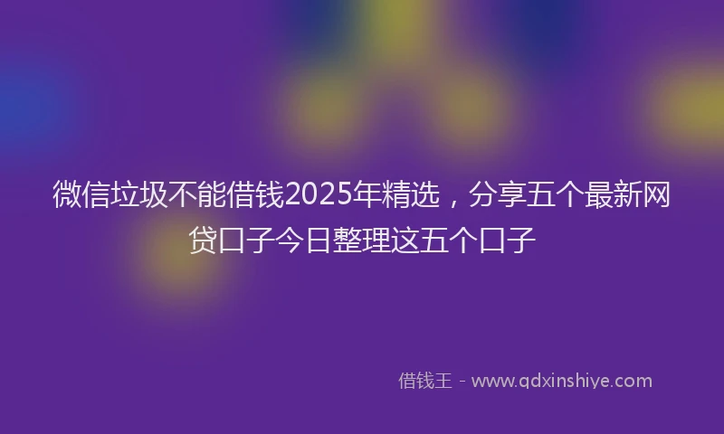 微信垃圾不能借钱2025年精选，分享五个最新网贷口子今日整理这五个口子