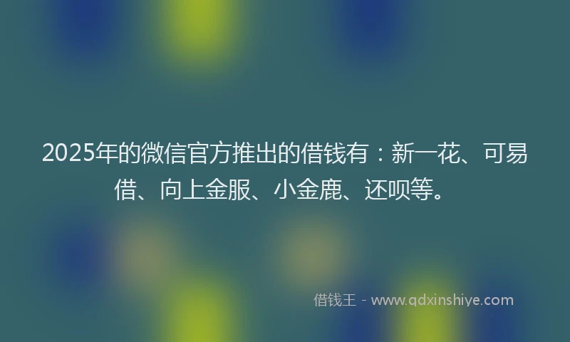 2025年的微信官方推出的借钱有：新一花、可易借、向上金服、小金鹿、还呗等。