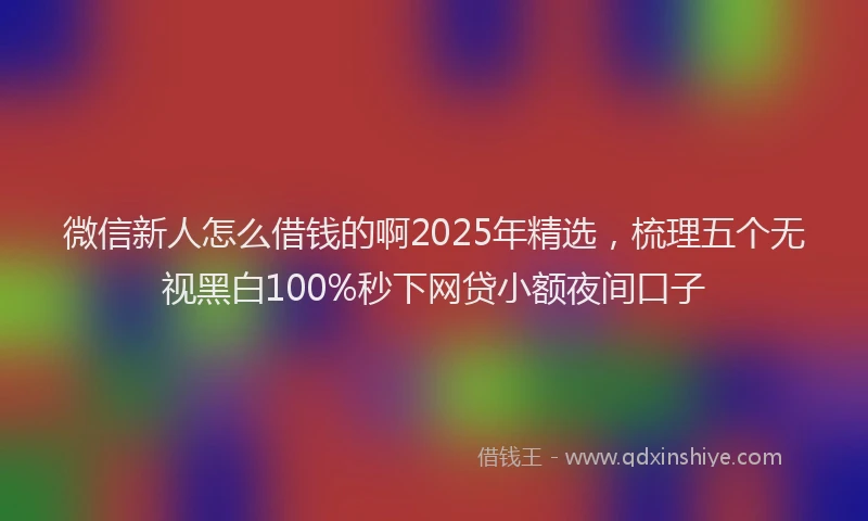 微信新人怎么借钱的啊2025年精选，梳理五个无视黑白100%秒下网贷小额夜间口子