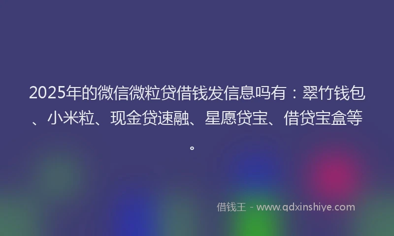 2025年的微信微粒贷借钱发信息吗有：翠竹钱包、小米粒、现金贷速融、星愿贷宝、借贷宝盒等。