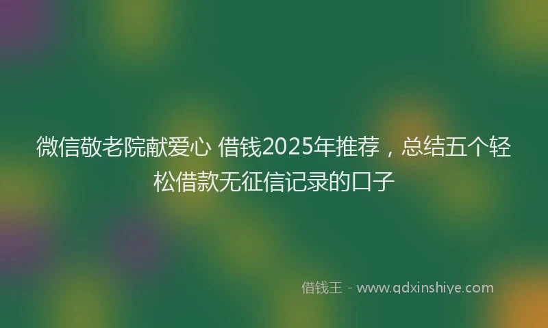 微信敬老院献爱心 借钱2025年推荐，总结五个轻松借款无征信记录的口子