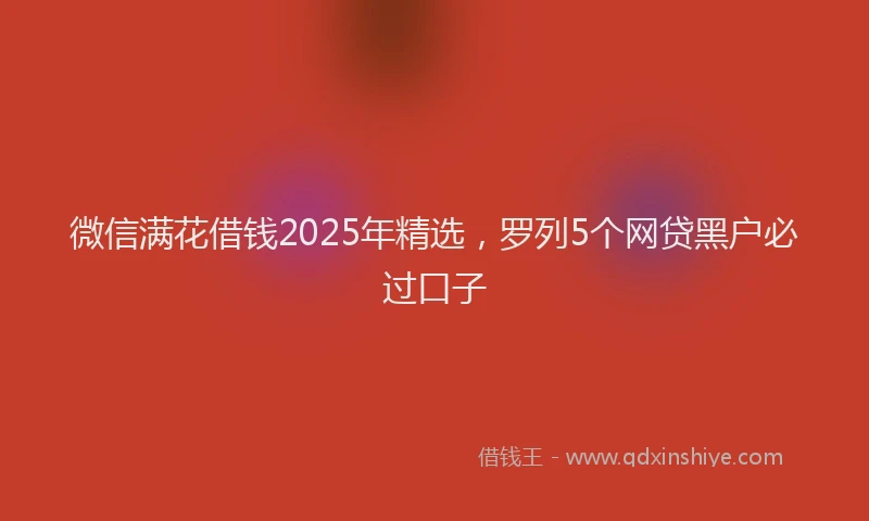 微信满花借钱2025年精选，罗列5个网贷黑户必过口子