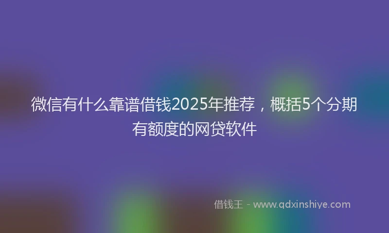 微信有什么靠谱借钱2025年推荐，概括5个分期有额度的网贷软件