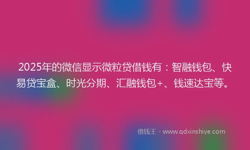 2025年的微信显示微粒贷借钱有：智融钱包、快易贷宝盒、时光分期、汇融钱包+、钱速达宝等。