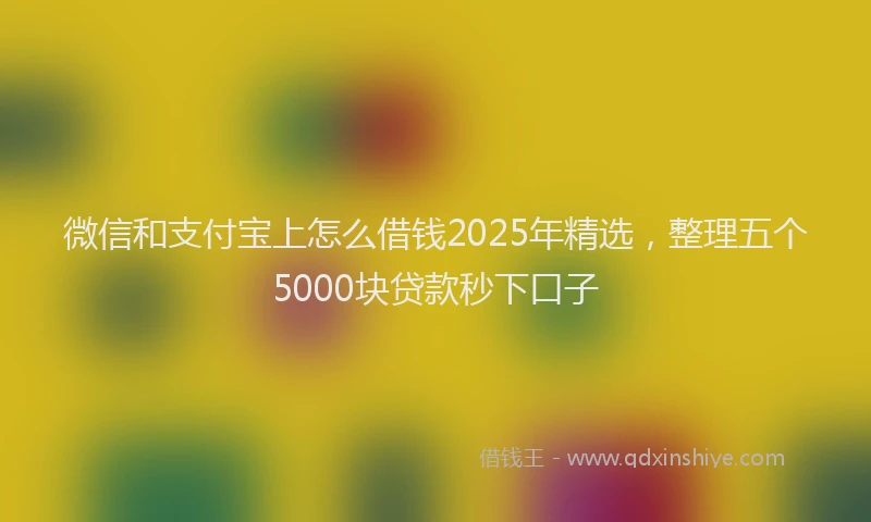 微信和支付宝上怎么借钱2025年精选，整理五个5000块贷款秒下口子