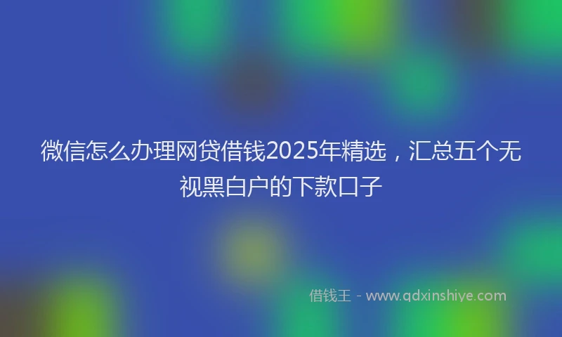微信怎么办理网贷借钱2025年精选，汇总五个无视黑白户的下款口子