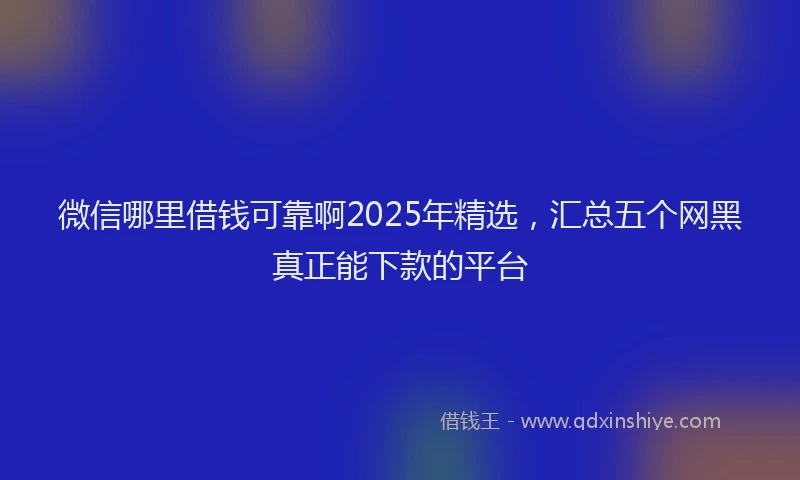 微信哪里借钱可靠啊2025年精选，汇总五个网黑真正能下款的平台